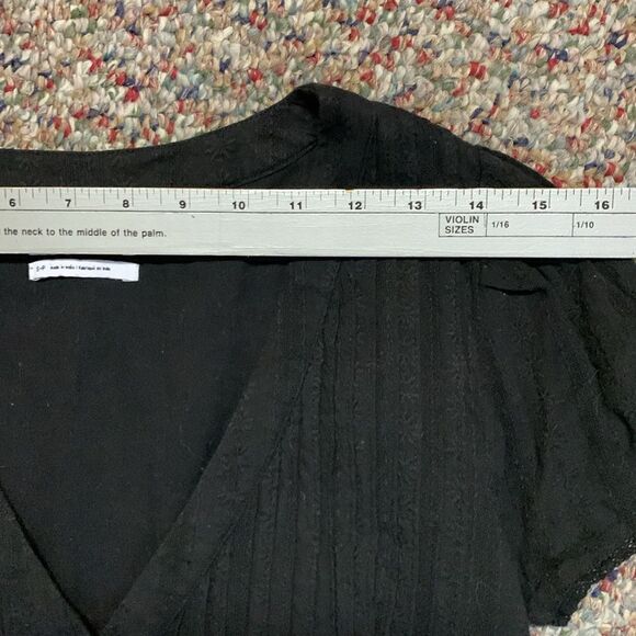 Urban Outfitters Bria Black Eyelet Pleated Short Sleeve Frock Mini Dress Size S - Picture 13 of 15